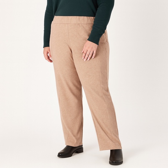 NWT Isaac Mizrahi Soho Plush Back Lounge Pants | L Tall | Café au Lait - Picture 2 of 3
